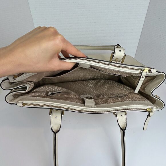 Kate Spade Charlotte Street Reena Tote Shoulder Bag Cream Crosshatch Leather - Picture 5 of 16